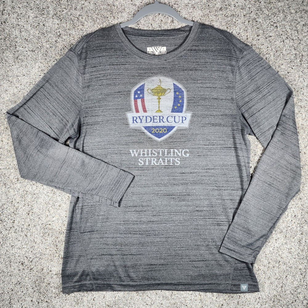 Levelwear Ryder Cup 2020 Shirt Mens Medium Whistling Straits Grey Long Sleeve